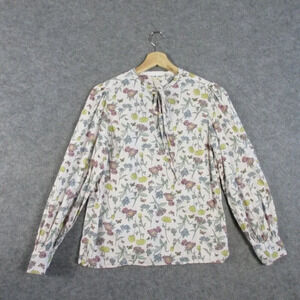 Barbour Esme Women's Floral Top Long Sleeve Tie Neck Blouse Size 6 Pullover 130